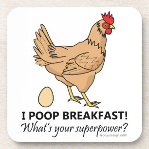 Porta-copo Chicken Poops Breakfast Funny Design