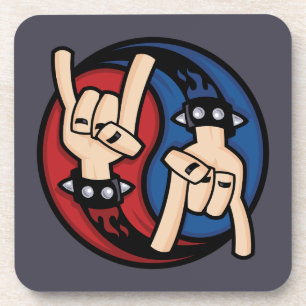 Porta-copo Chifres de Diabo Rock and Roll Yin Yang