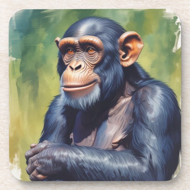 Porta-copo Chimpanzé Engraçado Louco Fofo  (Frente)