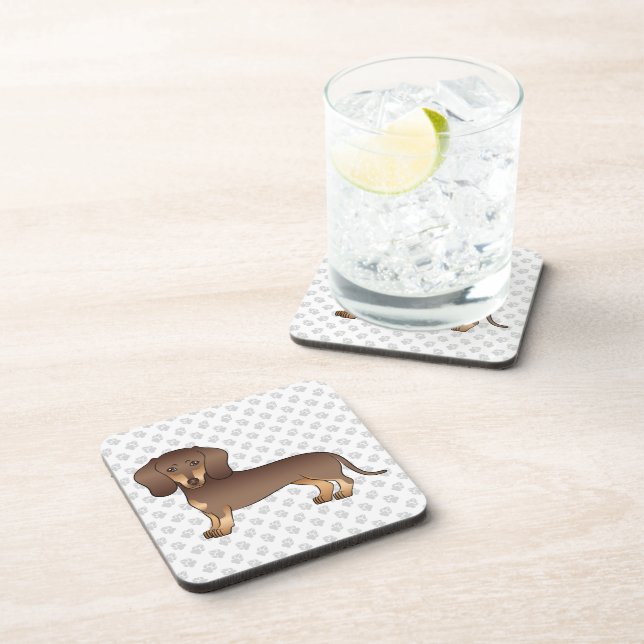 Porta-copo Chocolate E Marrom Claro Dachshund De Cabelo Curto (Lado Direito)