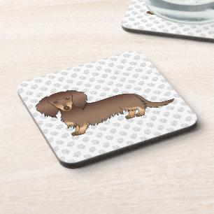 Porta-copo Chocolate e palha de cabelo longo Cão e patas
