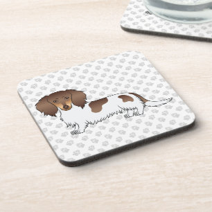 Porta-copo Chocolate & Tan Piebald Longa Dachshund & Paws
