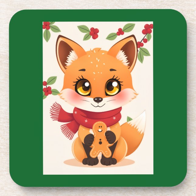 Porta-copo Christmas Fox decor (Frente)