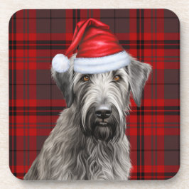 Porta-copo Christmas Wolfhound Dog Red Plaid Holiday