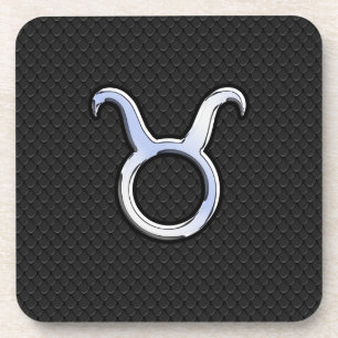 Porta-copo Chrome Like Taurus Sign on Black Cobra Skin