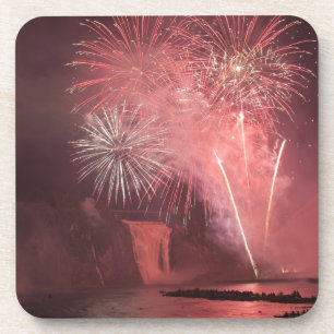 Porta-copo Cidade de Quebec, Quebec, Canadá. Fogos de artifíc