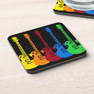 Porta-copo Cinco Guitarras Elétricas Coloridas