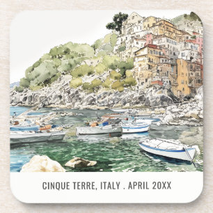 Porta-copo Cinque Terre Itália Sea Watercolor Viagem italiano