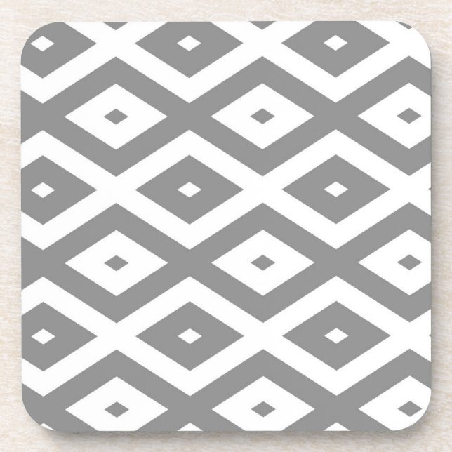 Porta-copo Cinza e padrão de diamante branco (Frente)