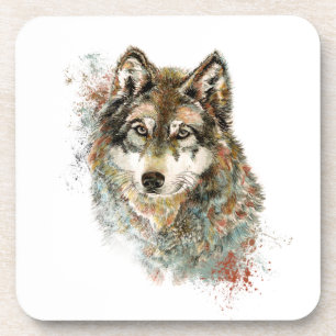 Porta-copo Cinzas De Aquarela Wolf Wildlife Animal Art