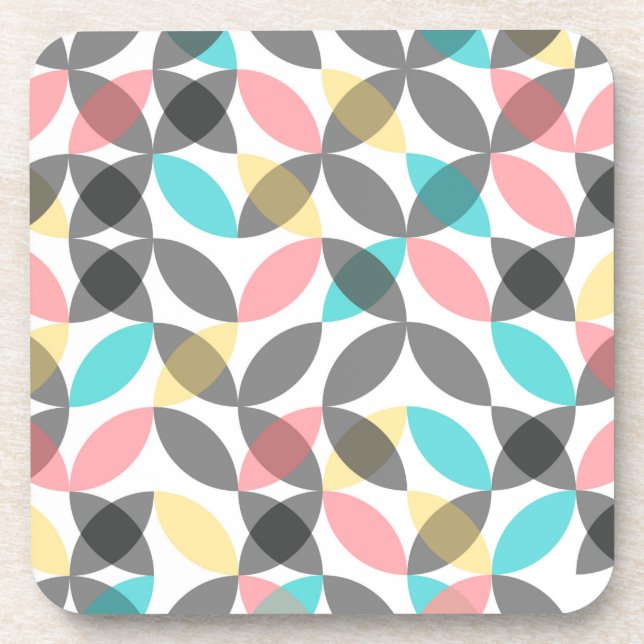 Porta-copo Circular geométrica colorida, moderna e alegre (Frente)
