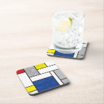 Porta-copo Círculos Retro Mondrian Minimalista Arte Mod De St<br><div class="desc">Design Minimalista Mondrian De Stijl Arte Moderna Retro Círculos em Vermelho. Blocos de Cores Azul,  Amarelo e Cinza.</div>