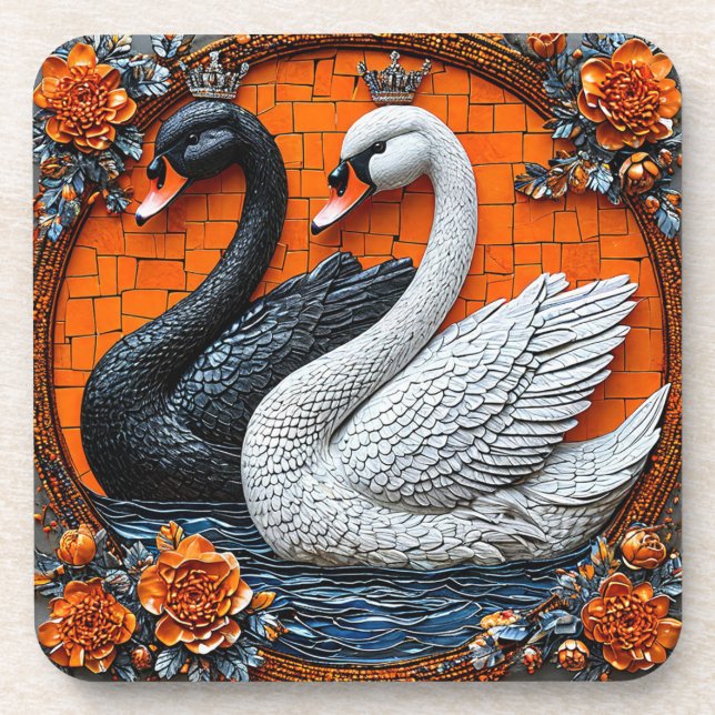 Porta-copo Cisnes de Casamento (Frente)