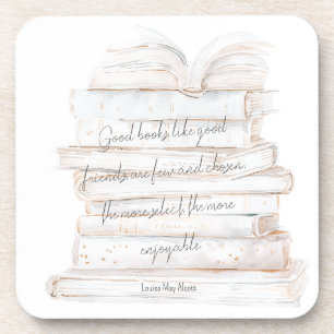 Porta-copo Citação de Livros e Amizade de Cor de Água Branca 