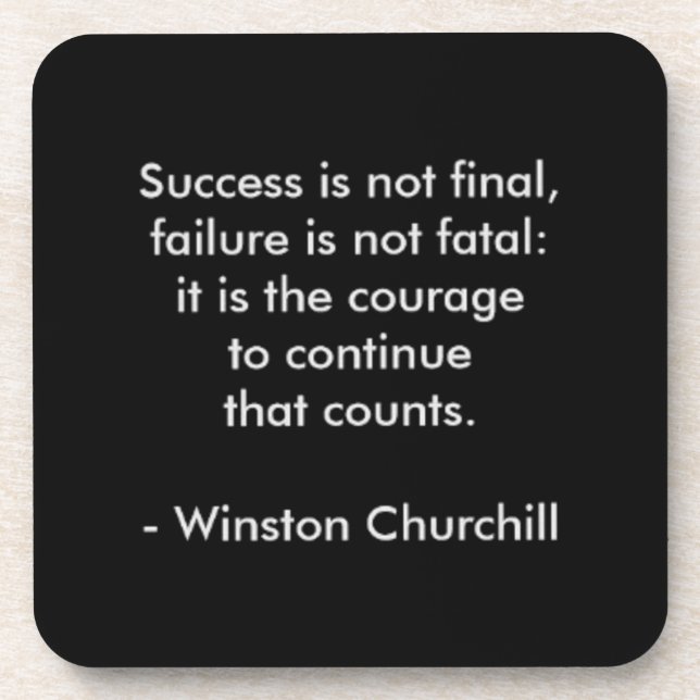 Porta-copo Citação de Winston Churchill; Sucesso (Frente)