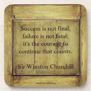 Porta-copo Citação de Winston Churchill; Sucesso em Madeira E