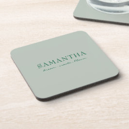 Porta-copo Citação Inspiradora de Nome Verde Oliva Minimalist