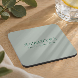 Porta-copo Citação Inspiradora de Nome Verde Oliva Minimalist