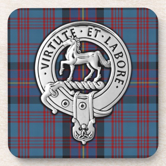 Porta-copo Clan Cochrane Crest & Azure Tartan (Frente)