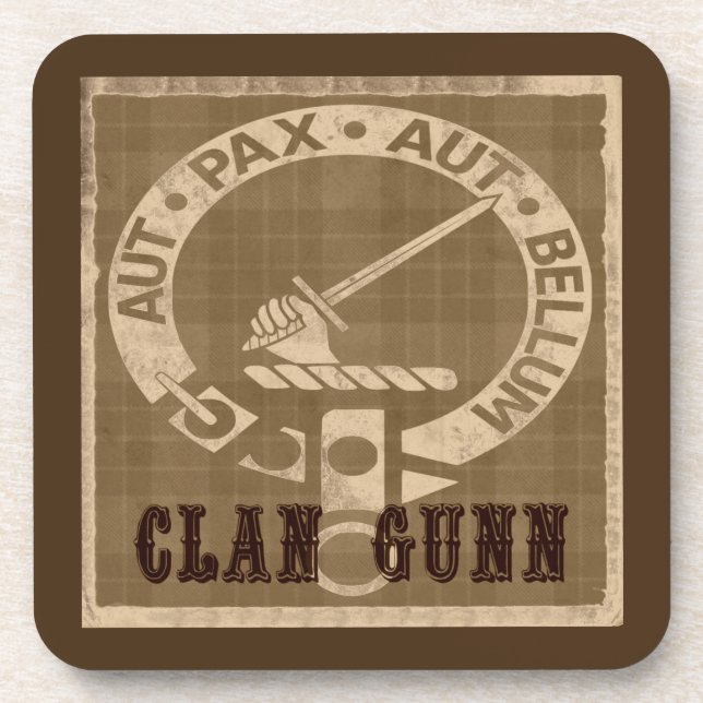 Porta-copo Clan Gunn Crest Crachá - Sepia (Frente)