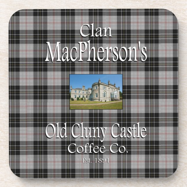 Porta-copo Clan MacPherson, antigo Cluny Castle Coffee Co. (Frente)