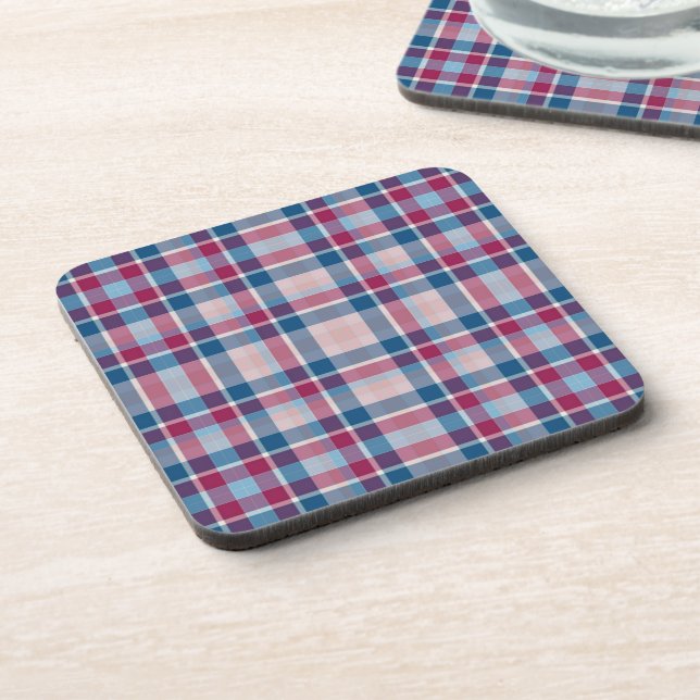 Porta-copo Classic Blue Red Plaid Pattern (Left Side)