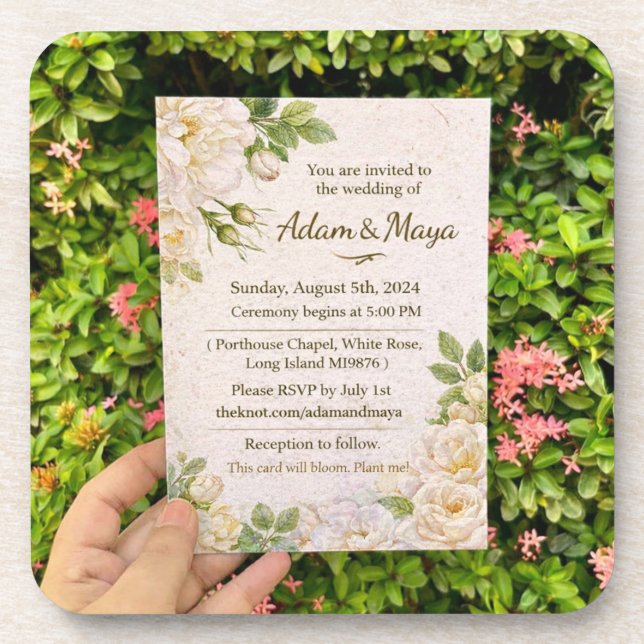 Porta-copo Classic Botanical Wedding Invi (Frente)