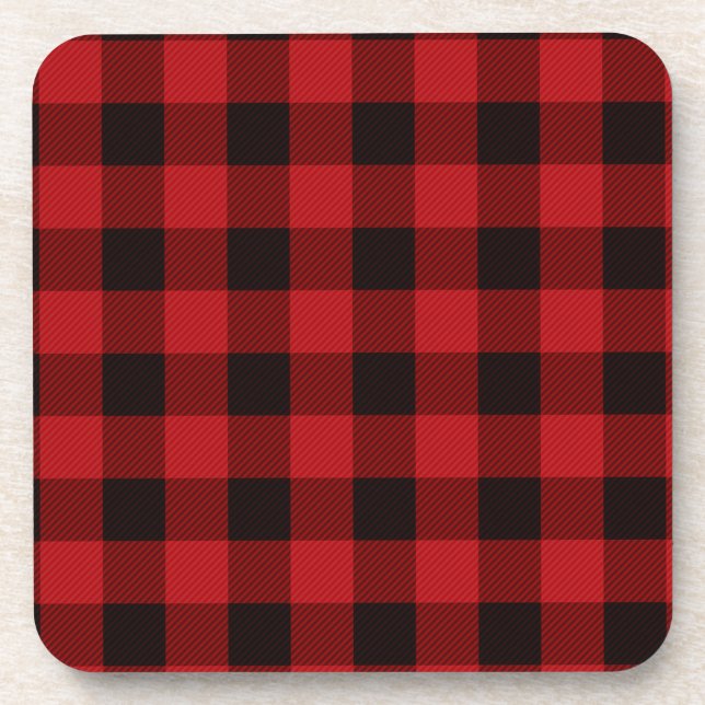 Porta-copo Classic red and black plaid pattern (Frente)