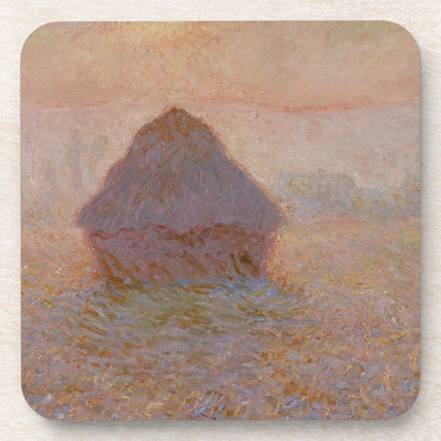 Porta-copo Claude Monet | Grainstack, Sun na névoa (Frente)