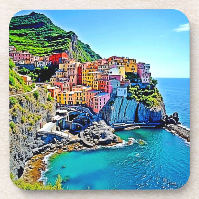 Porta-copo Cliffside Dreams: Cores de Manarola (Frente)