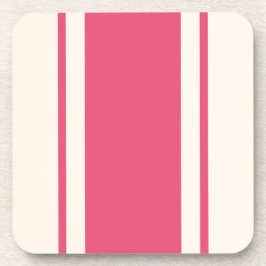 Porta-copo Coastal Stripe Coaster - Raspberry & Cream