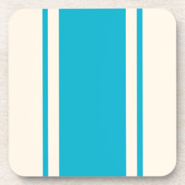 Porta-copo Coastal Stripe Coaster - Turquoise & Cream