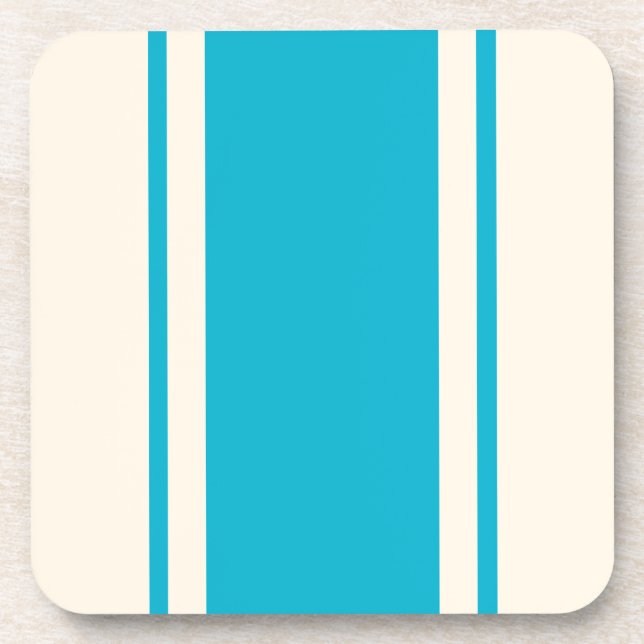 Porta-copo Coastal Stripe Coaster - Turquoise & Cream (Frente)