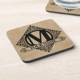 Porta-copo Coaster da bebida de Design de Monograma de orname