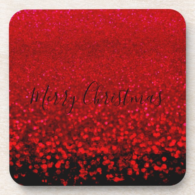 Porta-copo Coaster da bebida de Ombre com brilho vermelho e p (Frente)