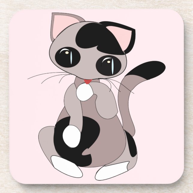 Porta-copo Coaster de Bebidas com Pequeno Rosa de Gato (Frente)