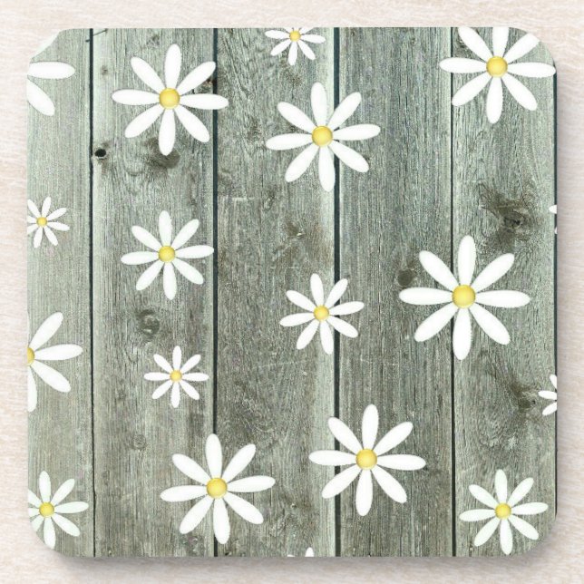 Porta-copo Coaster De Bebidas De Barnwood Daisy (Frente)