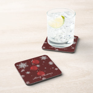 Porta-copo Coaster de bebidas de Enfeites de natal vermelhos