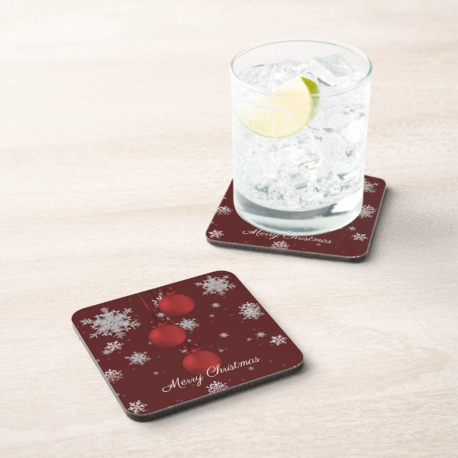Porta-copo Coaster de bebidas de Enfeites de natal vermelhos (Lado Direito)