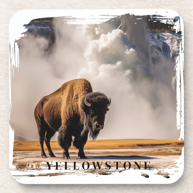 Porta-copo Coaster de Bebidas Geyser Bison Yellowstone (Frente)
