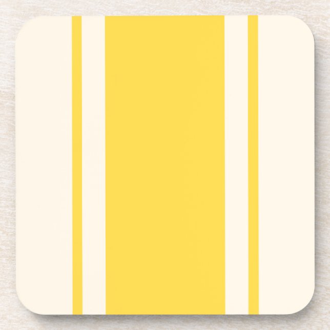 Porta-copo Coaster de Listra Costeira - Amarelo e Creme (Frente)