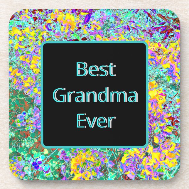 Porta-copo Coaster for Grandmother - "Best Grandma Ever"  (Frente)