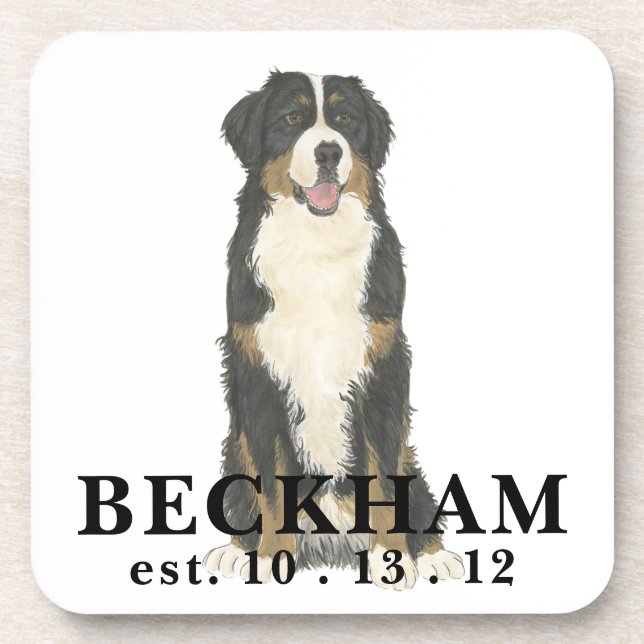 Porta-copo Coaster personalizado da bebida de Bernedoodle (Frente)