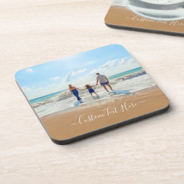 Porta-copo Coaster Personalizado de Bebida de Texto Fotográfi (Left Side)