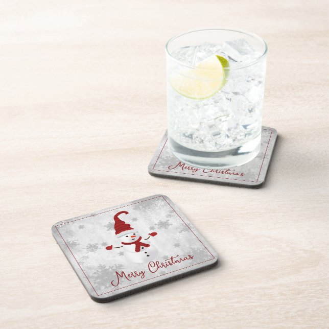 Porta-copo Coaster Red Cute Snowman (Lado Direito)