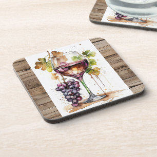 Porta-copo Coasters/ Porta copos/ Wine glass and Grapes
