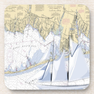 Porta-copo Coasters. sul de New York da baía do mapa náutic