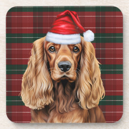 Porta-copo Cocker Spaniel Dog Holiday Plaid for Christmas