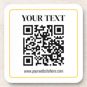 Porta-copo Código QR e texto editáveis com borda de ouro amar