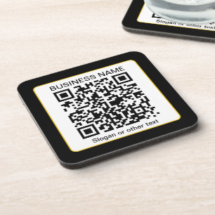 Porta-copo Código QR editável digitalizável + nome da sua emp